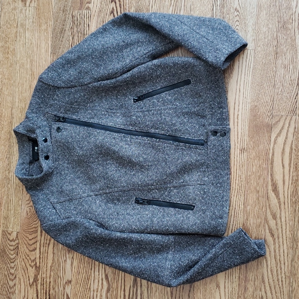 (M) H&M High Collared Diagonal Zip Jacket Assymetrical Formal Contemporary Urban
